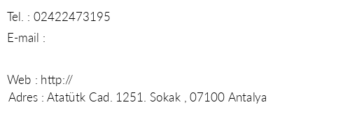 Antalya Esen Otel telefon numaralar, faks, e-mail, posta adresi ve iletiim bilgileri
